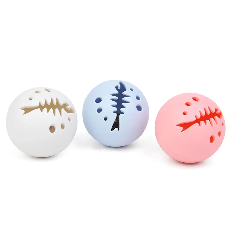 Fish bone teething cat ball bell mint glowing ball dog cat gnawing toy ball pet dog cat interactive toy