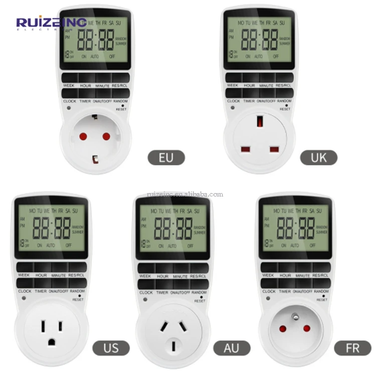 24/7 Days Digital Timer with Random and Summer Time Programmable Timing Socket EU US FR UK AU Plug 230V 50HZ