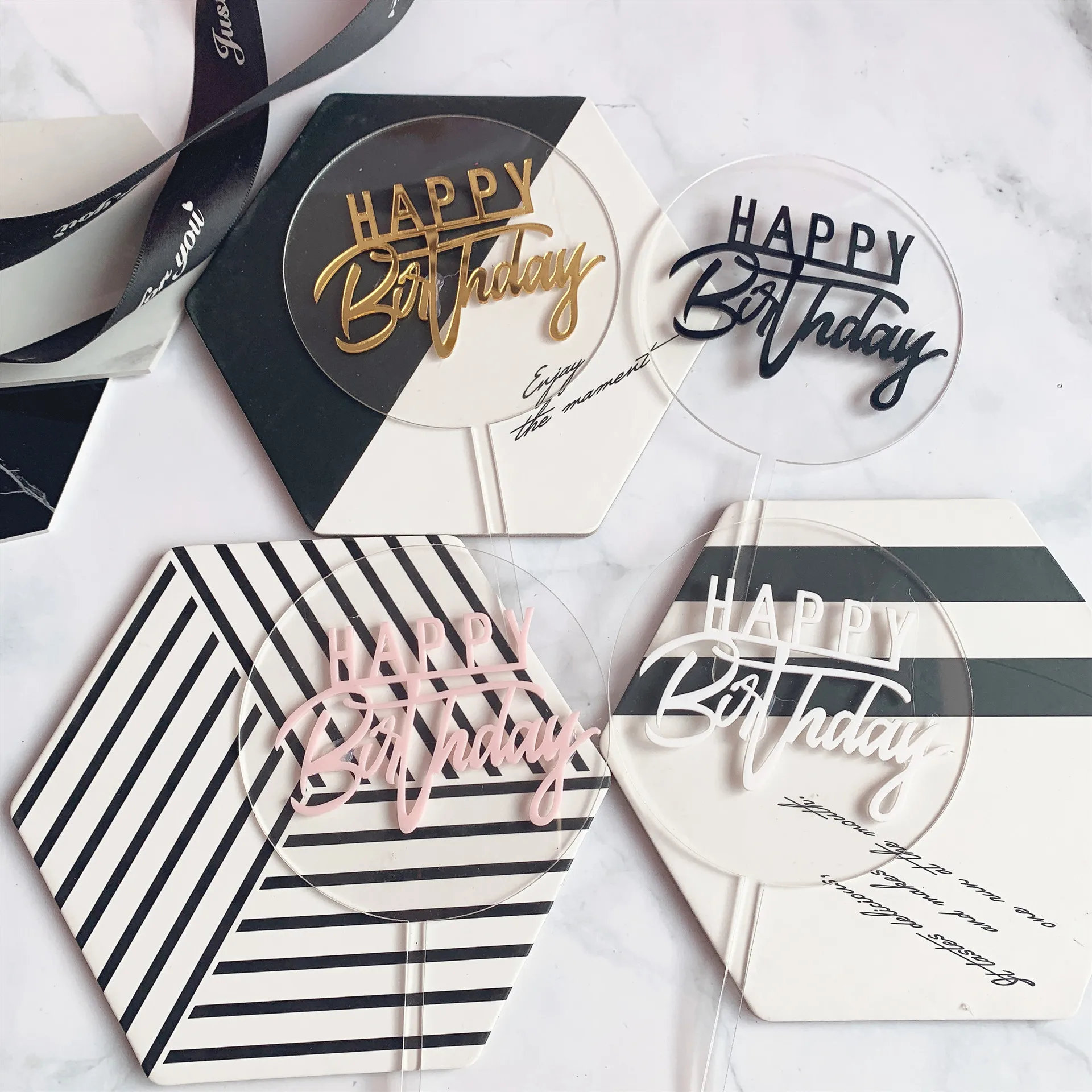 
 Авторское Круглое прозрачное Двухслойное акриловое украшение для торта «сделай сам» на день рождения  