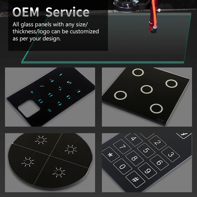 Custom 1Mm 2Mm Silk Screen Print Smart Touch Tempered Screen Glass Panel