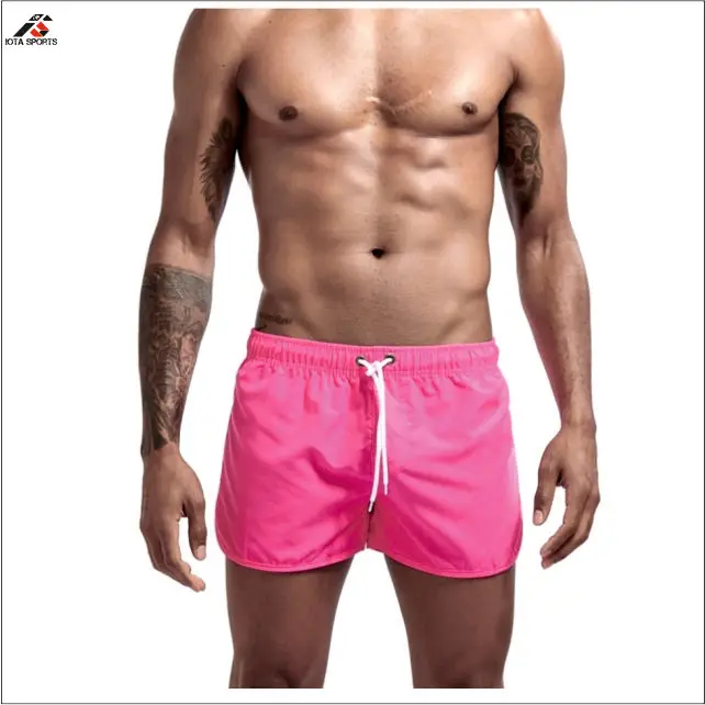 Orange color swim shorts for men swimwear beach shorts trunks wholesale men custom logo heat transfer swimming shorts