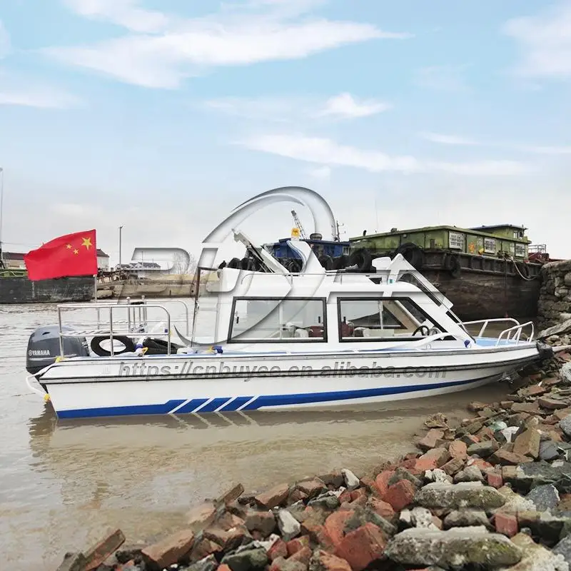 New Fiberglass Cabin Boat With Center Console Bass Boat 6 Passenger River Fishing Boats