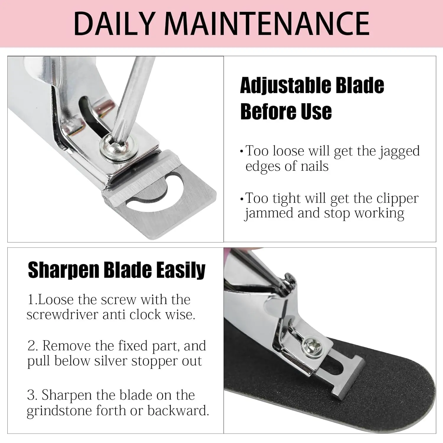 New Manicure Sharp Blade Clip Tool Stainless Steel Nail Cutter Trimmer Premium Adjustable Acrylic Nail Clipper