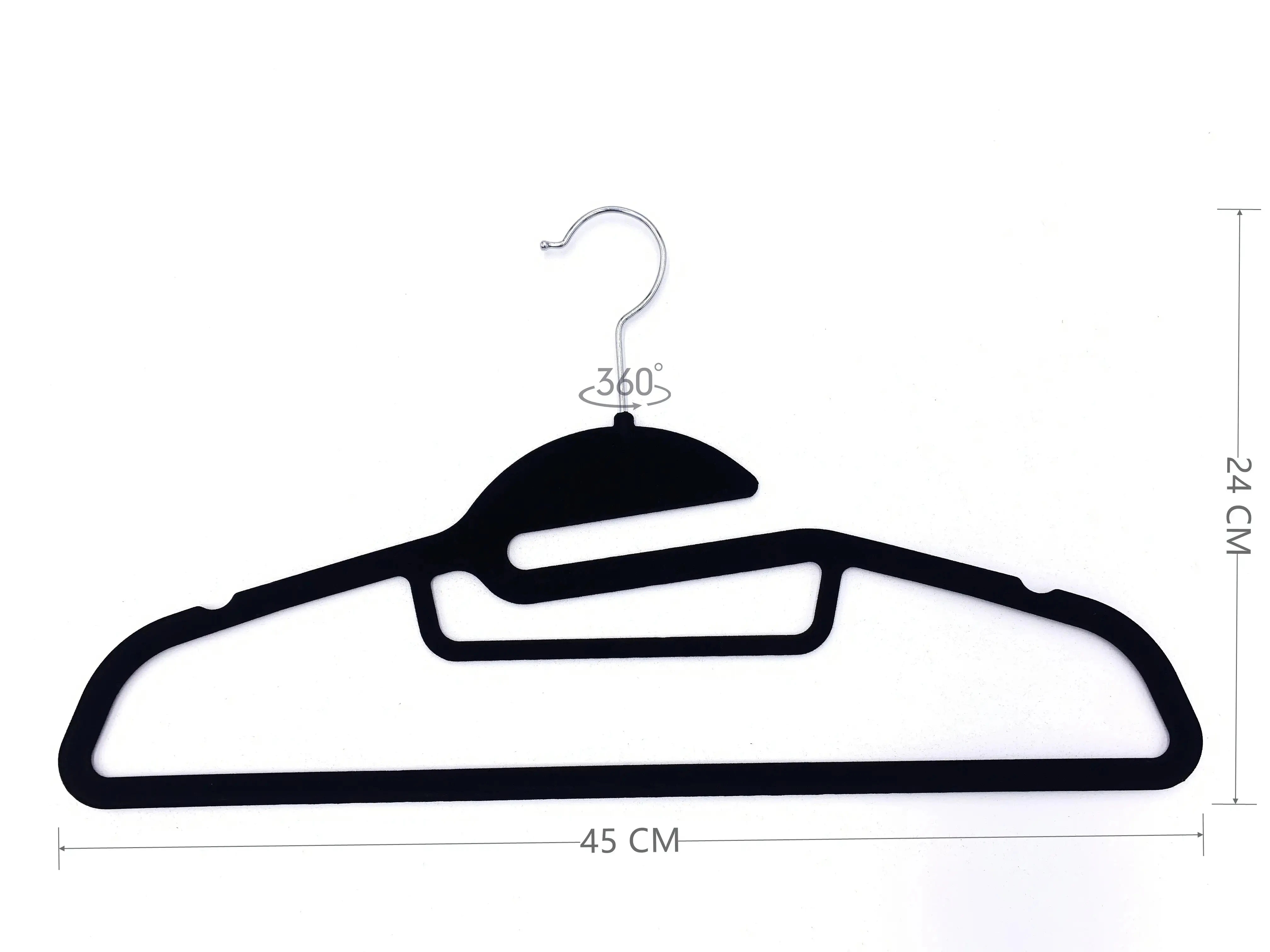 Custom Logo 50 Pack Black Modern Velvet Hanger Slim Heavy Duty Flocked Velvet Non Slip Suit Clothes Hangers