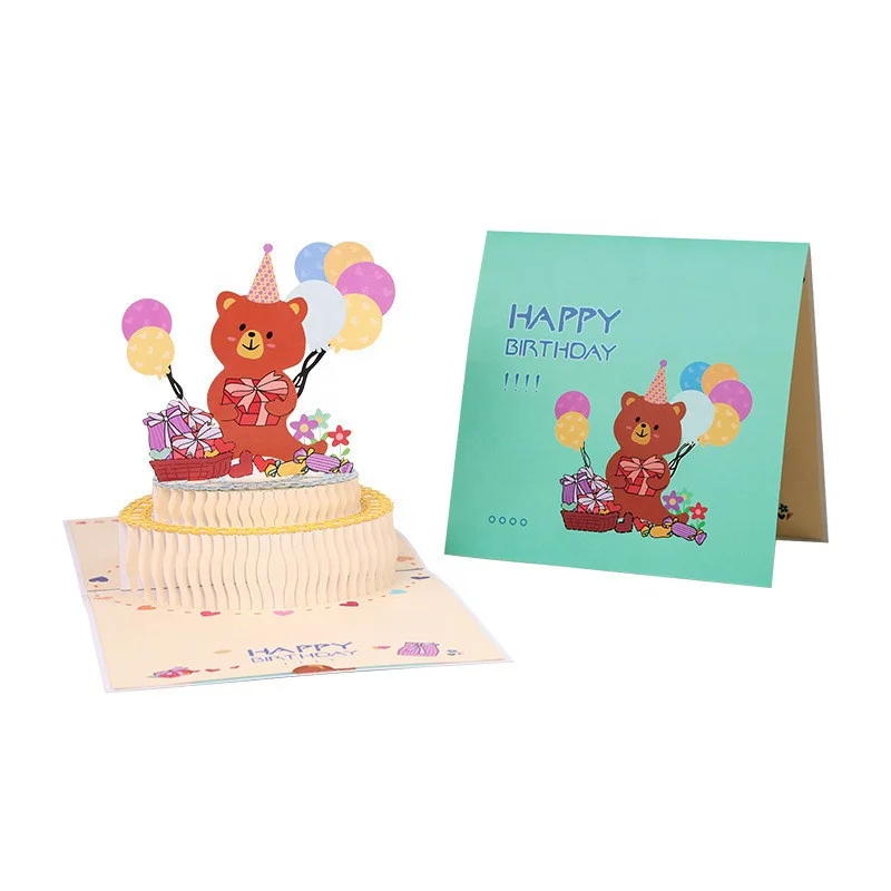 Factory Wholesale 3D birthday Greeting New arrival Custom Handmade Pop UP Gifts Card Postcard