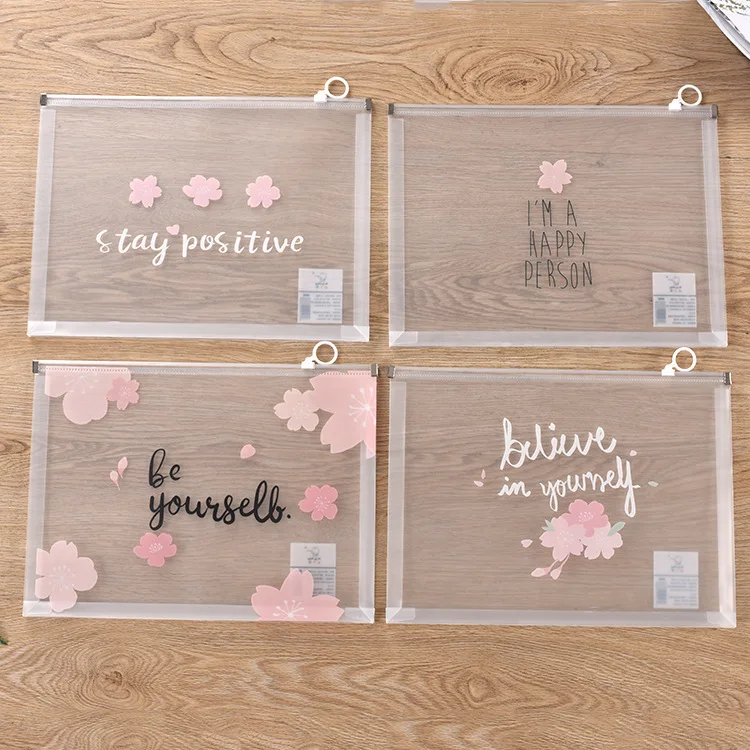 Multiple Color Clear Plastic Custom Made Document Plastic PP Envelope Wallet File Folder