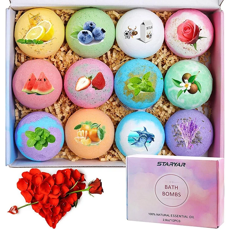 12 шт. Бомбочки для ванны Подарочный набор с натуральные эфирные масла Бомбочки для ванны для мамы и дочки подруги
