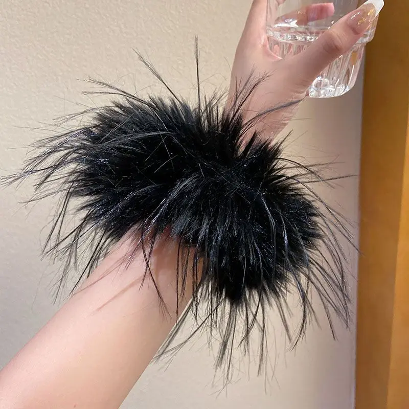 Women Feather Ostrich Feather Cuffs Wrist Sleeve New Plush Hair Ring Slap Bracelets Headdress