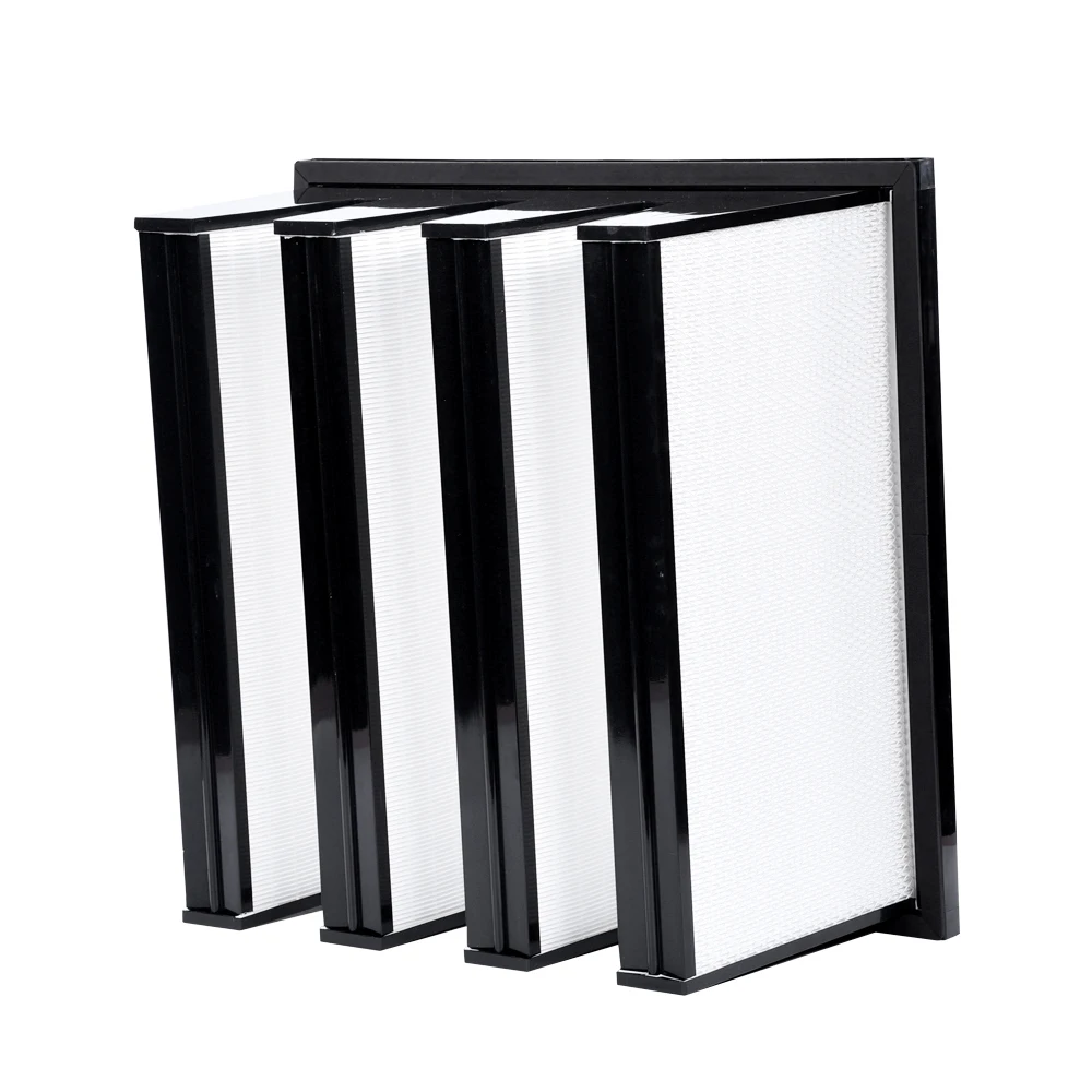 High Efficiency 0.3um Porosity Industrial Use H11 H12 V-type Mini Pleat Filter
