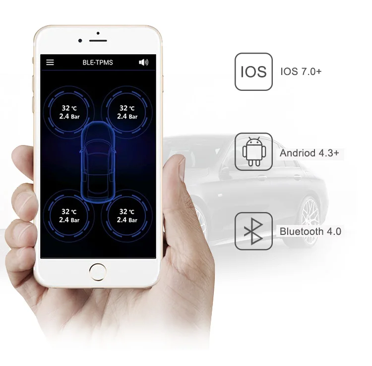  Система мониторинга давления в шинах Smart Car TPMS BT 4 0 приложение дисплей внутренних/внешних датчика Поддержка Android