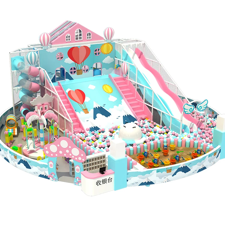 Customized Indoor Playground Hot Air Balloon Theme Mini Carousel Inflatable Water Slide Ball Pool Toy Helicopter for Kids