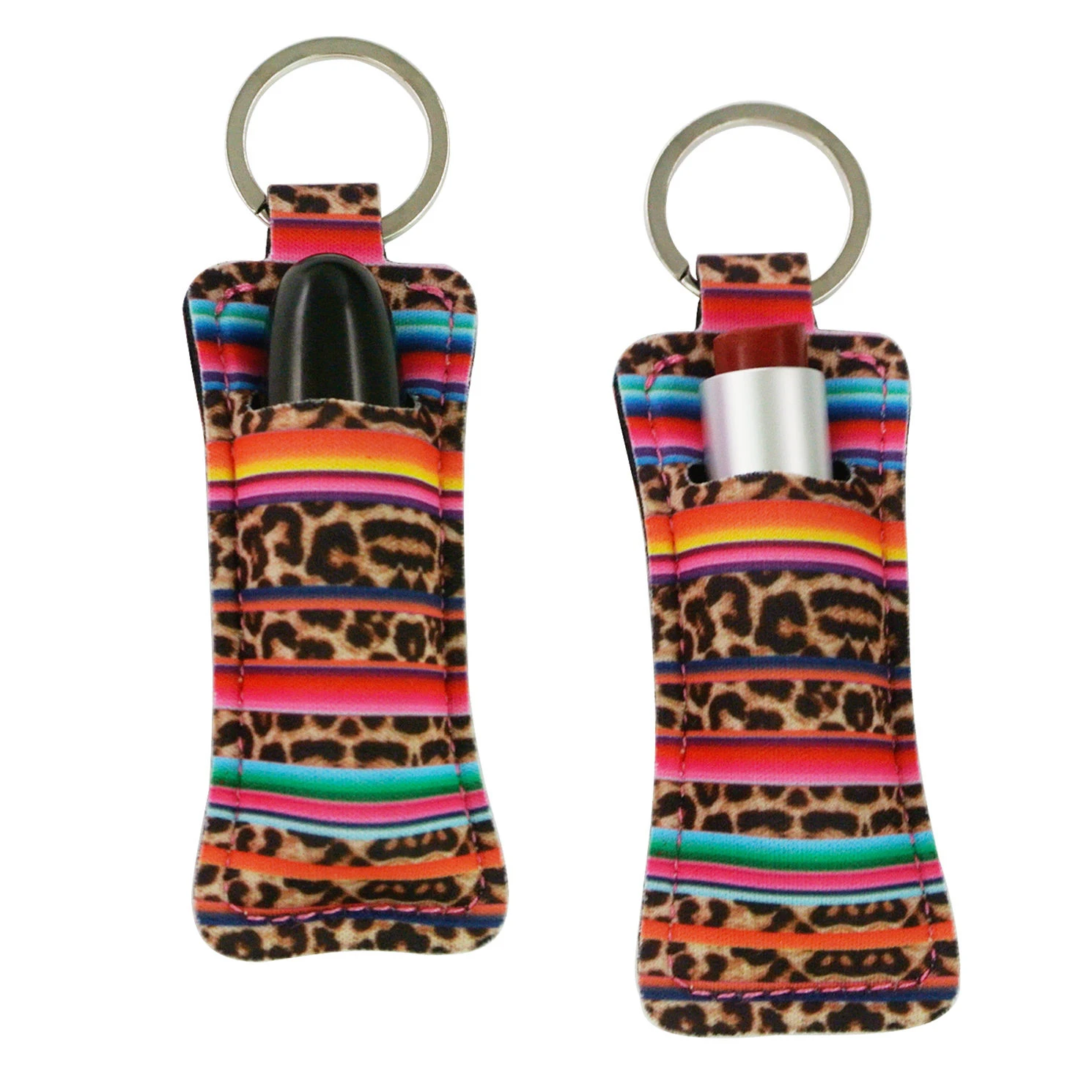 2021 Personalized Colorful Lipgloss Sleeve Neoprene Chapstick Holder Keychain for Girls and Women