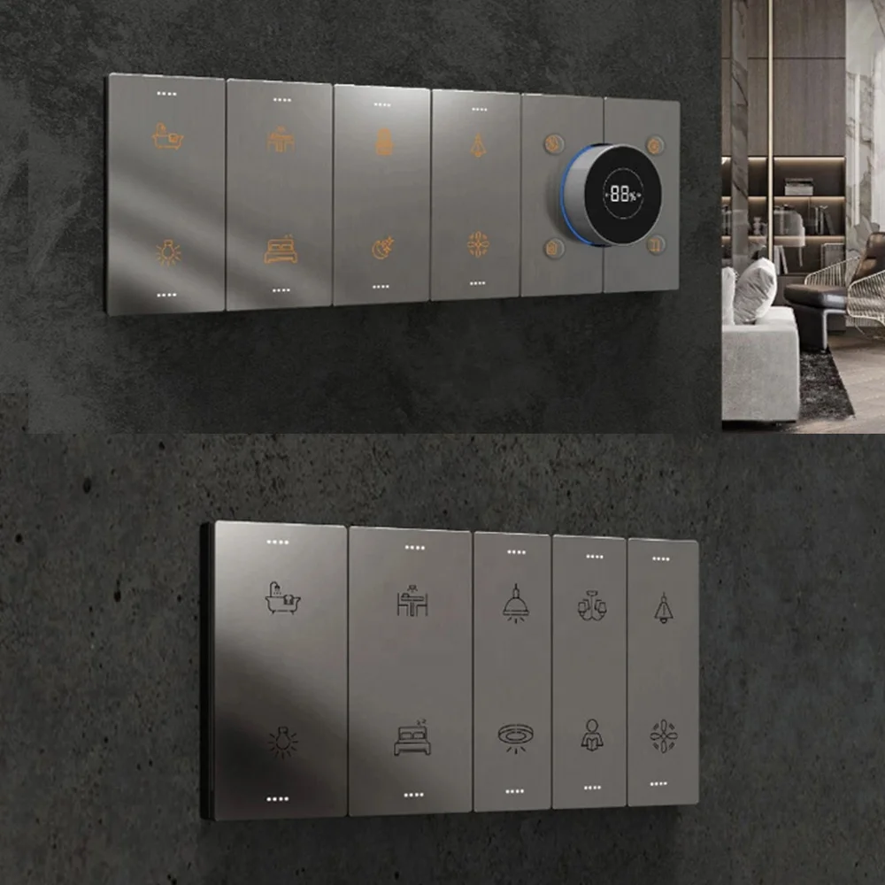 Пользовательская интеллектуальная гостиничная система zigbee switch tuya WIFI Smart 8 gang 6 light