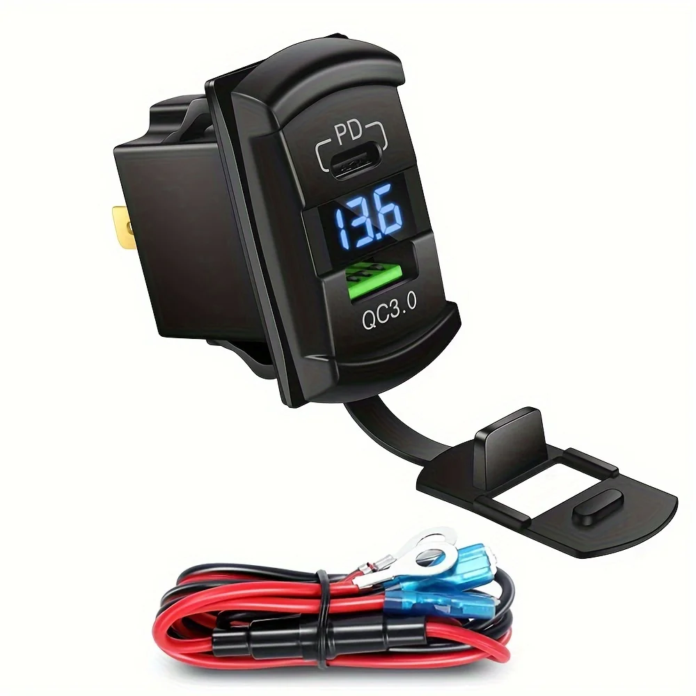 12-24 В USB зарядное устройство с вольтметром + QC3.0 PD автомобильные зарядные устройства разъем для крепления панели мотоцикла лодки морского грузовика ATV