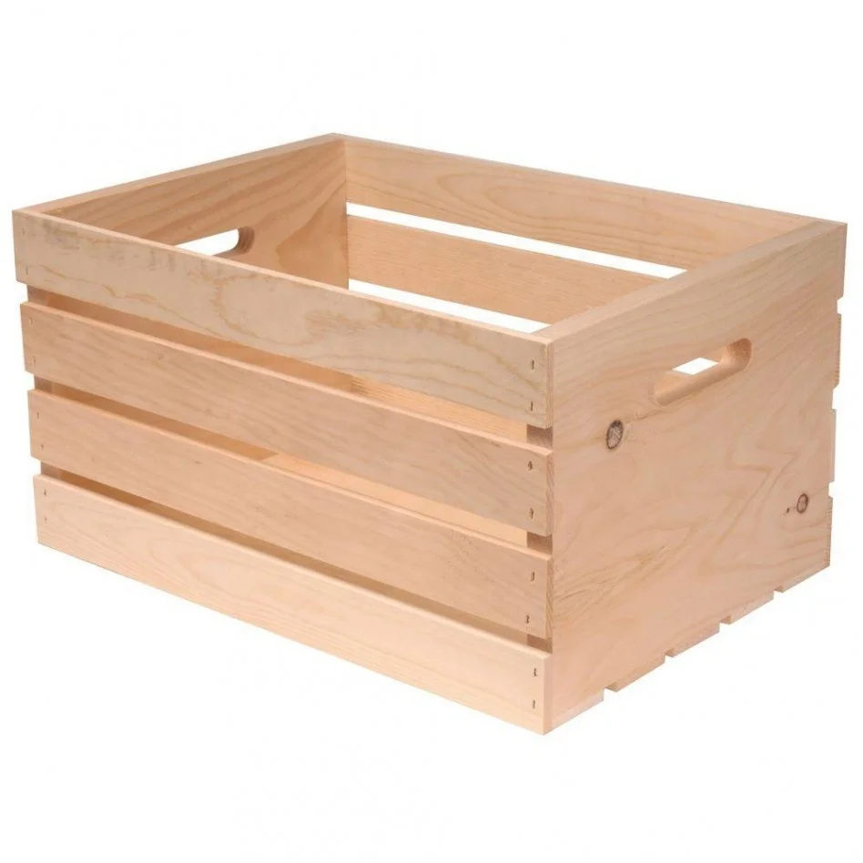 Custom wooden Crate With Handle wooden storage crate for fruit and vegetables wooden storage case for food