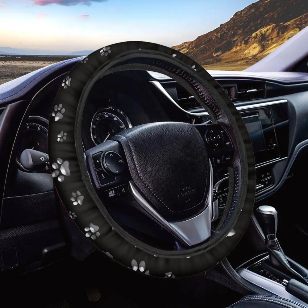 Hot Selling Ateering Wheel Covers Car Accessories For Women Universal Dog Paw Prints Car Steering Wheel Cover Luxury Custom