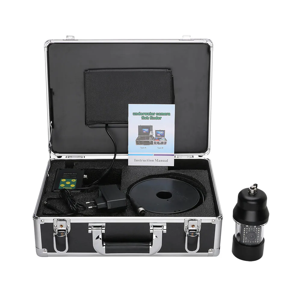 factory price 7inch 20m-100m 360 Degree Rotating Underwater Fishing Camera Fish Finders with 4500MA battery ice fishing camera