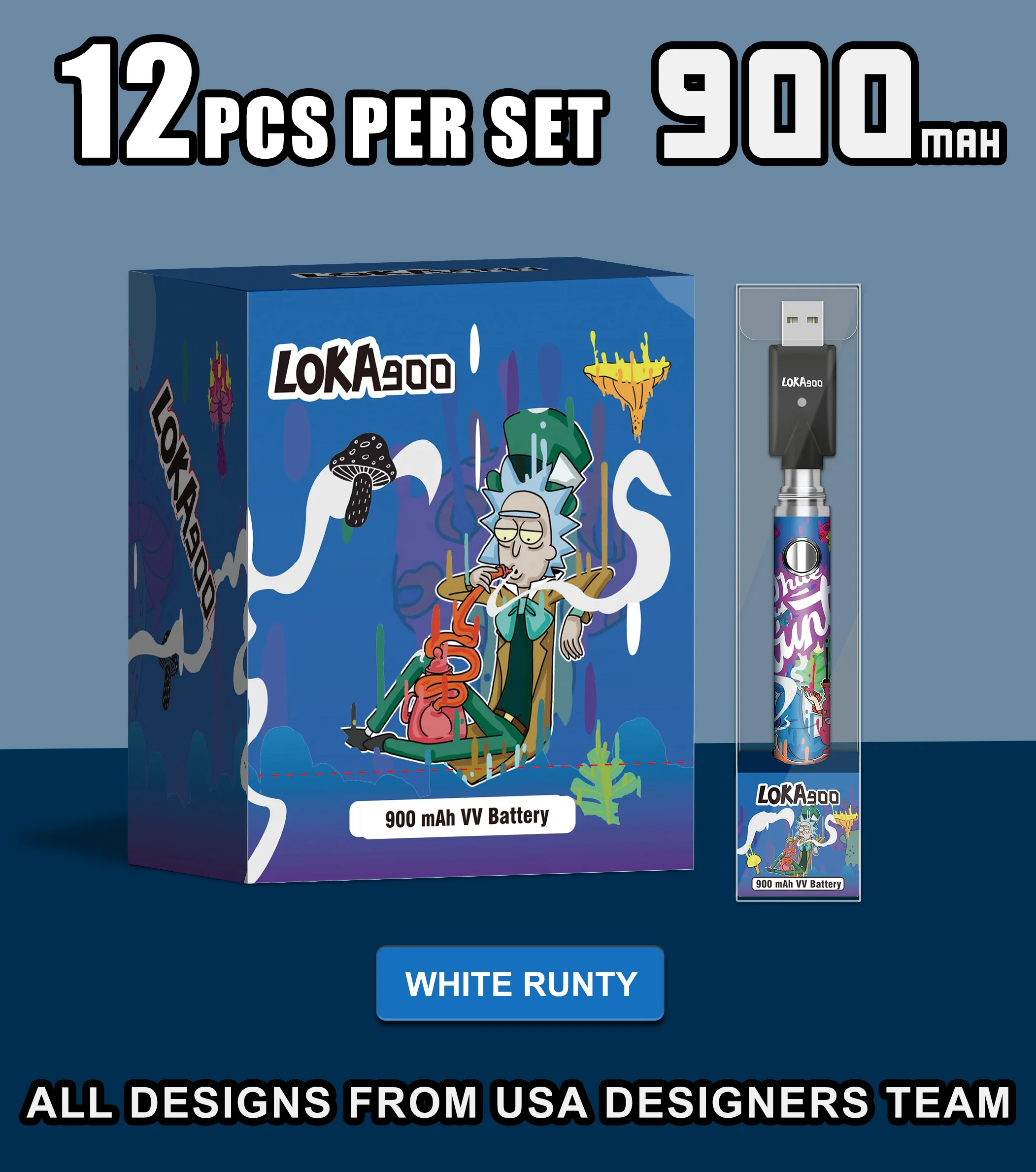 Совершенно новый Loka 900 mAh VV тонкий спиральный