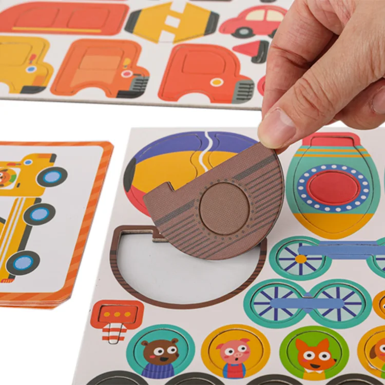 Educational Development Toys Kids Favorite Bus Animals Magnetic Puzzle Set