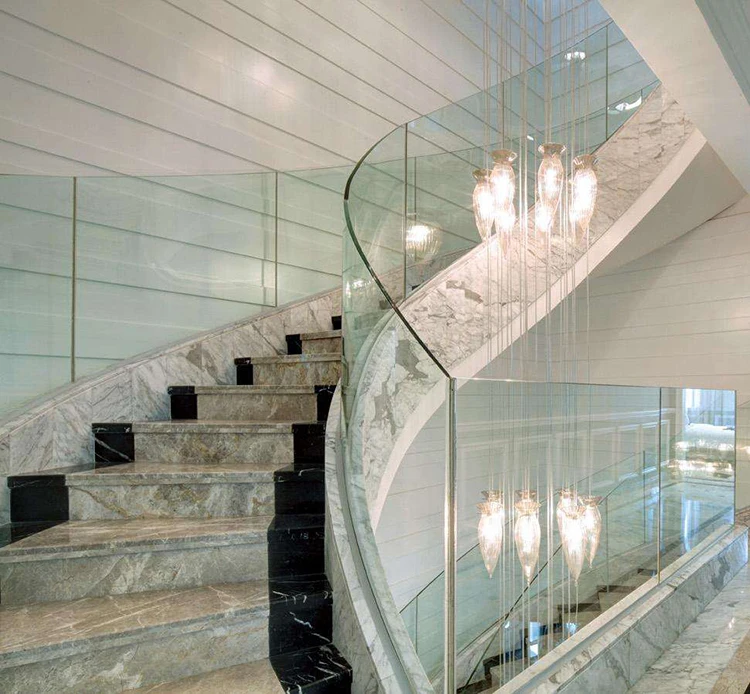 Индивидуальная дешевая тонированная ламинированная стеклянная винтовая лестница, цена