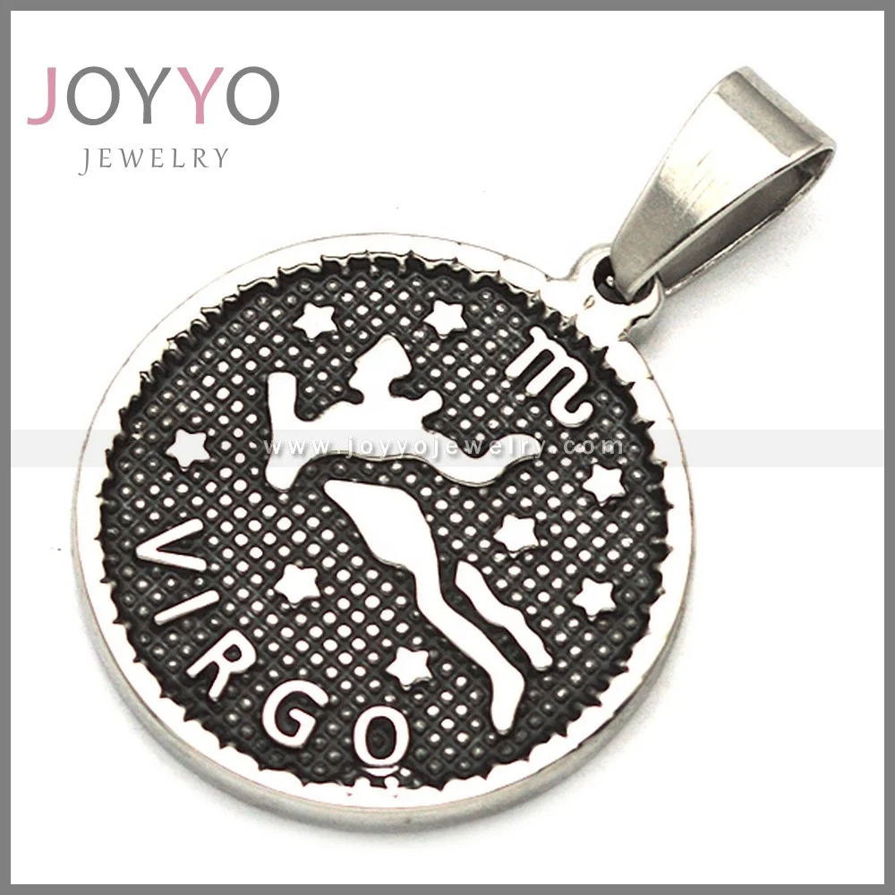 Wholesale 2024 New Personalized 12 Horoscope Virgo Charm Stainless Steel Round Necklace Pendant for Unisex