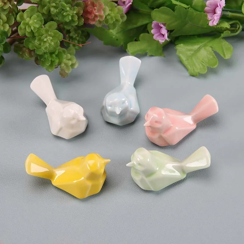 white small ceramic bird figurine love home garden decor color glazed stoneware porcelain mini bird chopsticks holder