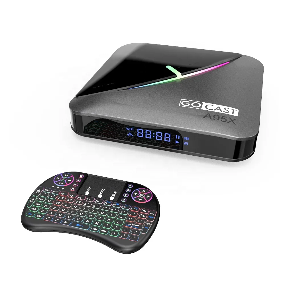 Gocast A95X F3 воздуха 8K RGB свет ТВ приставка Android 9 0 S905X3 4 Гб 64 двухполосный Wi-Fi 4K Netflix android TV Box с