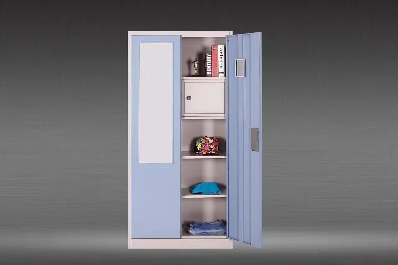 2021 New Design Amoires Bedroom Furniture Modern 2-Door Metal Wardrobe Steel Almirah Clothes Closet for Home Use or School