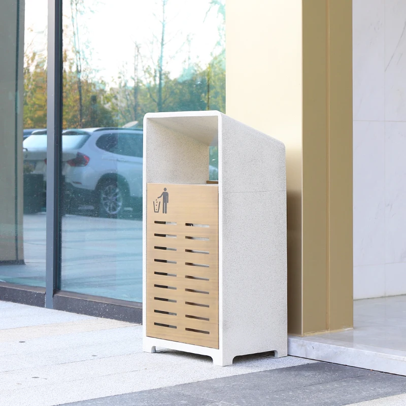 NEW stone pattern outdoor metal garbage bin park outside steel waste bins galvanized trash can for sale