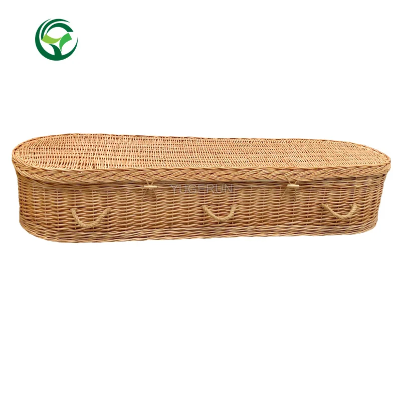 Salable European Brown Wicker Casket Willow Coffin Chestnut Willow Casket Low Prices Handmade Funeral Basket Willow Coffin