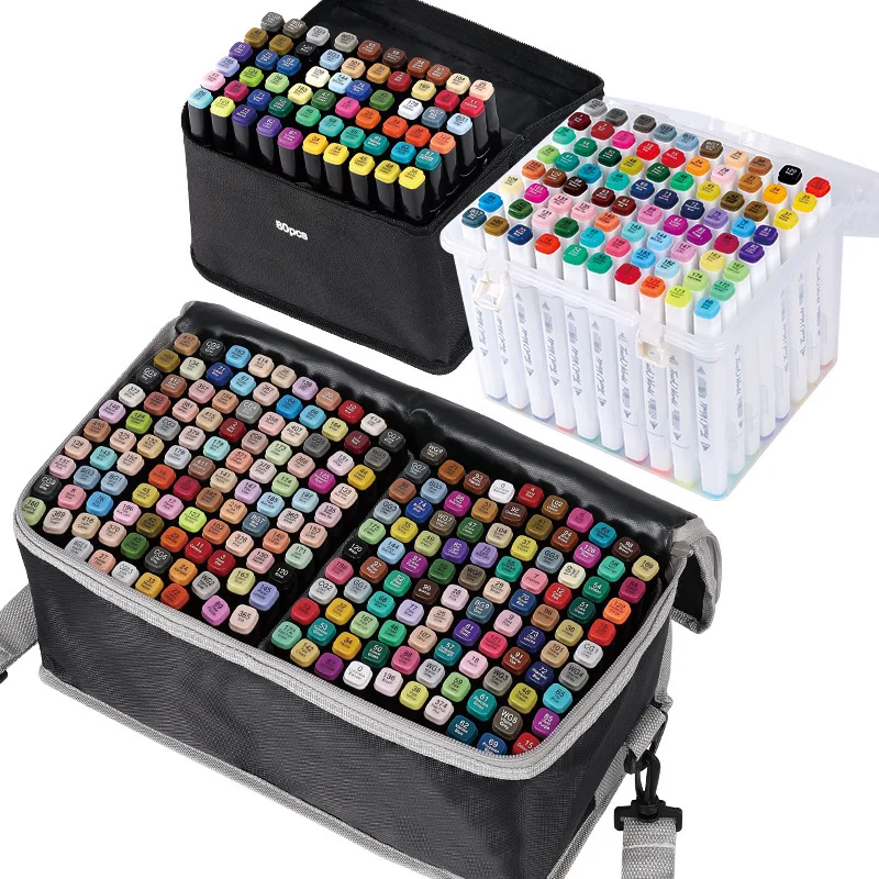 Hot Selling 168Color Dual Tip Watercolor Brush Pens Washable Drawing Painting Art Marker Pen Set