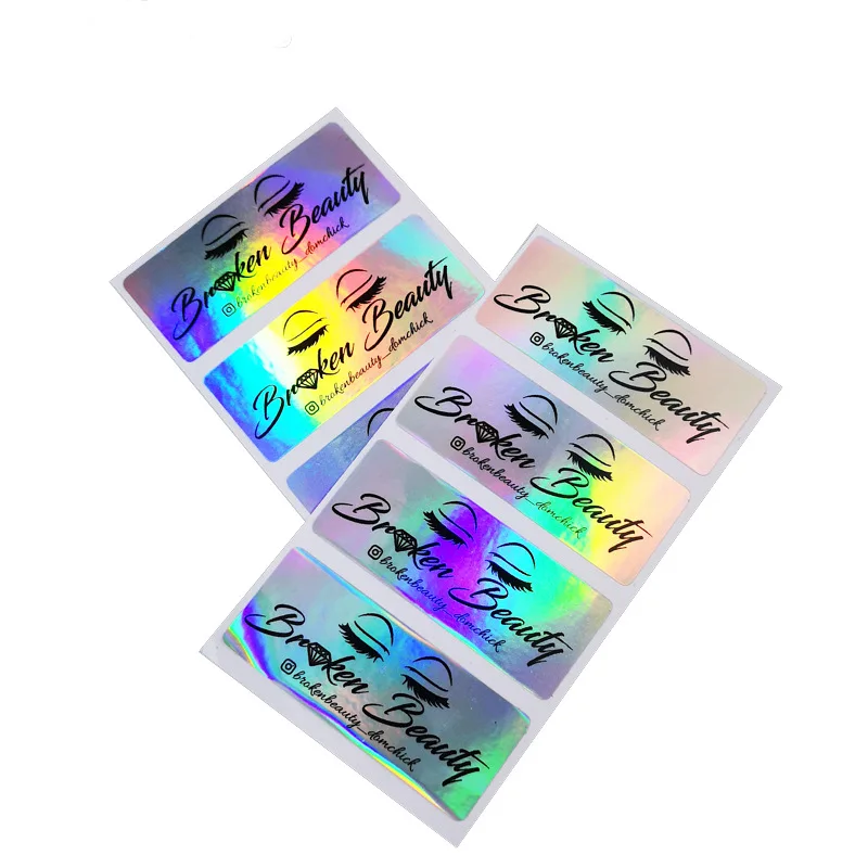 Logo Custom Lashes Book Stickers Transparent PVC Stickers Adhesive Glam and Gorgeous Lashes Box Labels Holographic