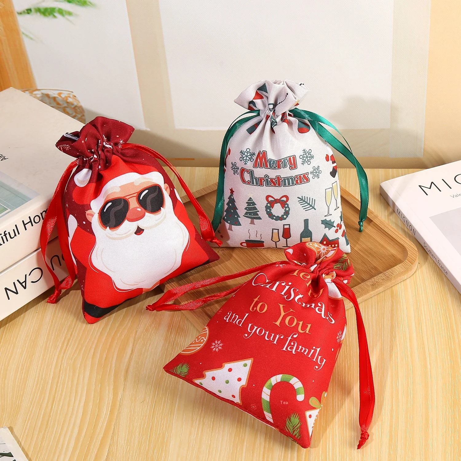 Santa Claus Flap Pocket Pants Stylish Polyester Gift Bag for Party Decorations Christmas Full Gift Packaging
