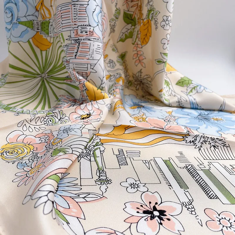 Customized Digital Printing Satin Silk Square Scarf