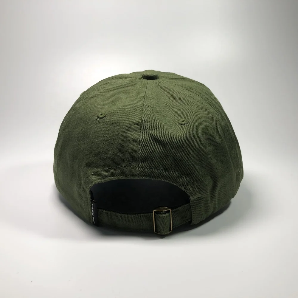  OEM cotton unstructured army green baseball cap with 3D embroidered logo custom distressed dad hat