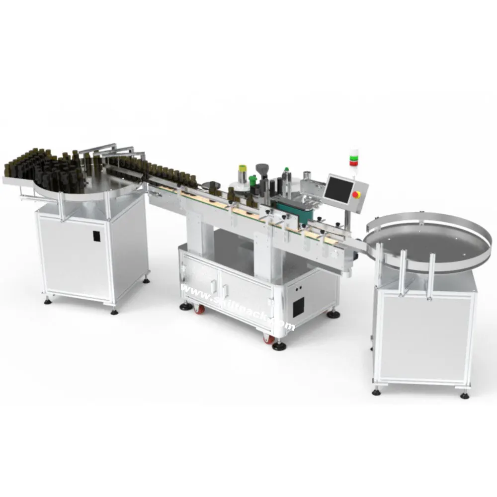 SKILT with 23 years experience for Auto Round glass bottle wrap around Labeling Machine With Printer