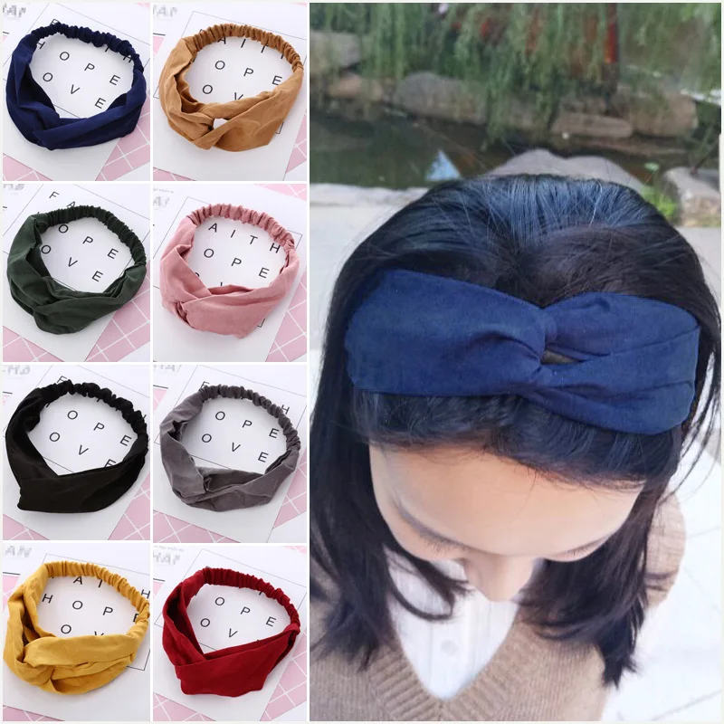 Fashion Spring Autumn Women Girls suede solid hair band elastic Headband