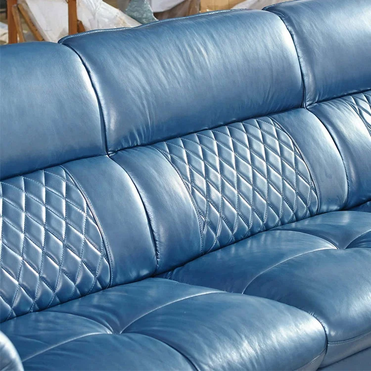 America style L shape soft comfortable seat feeling sectional real leather sofa chaise