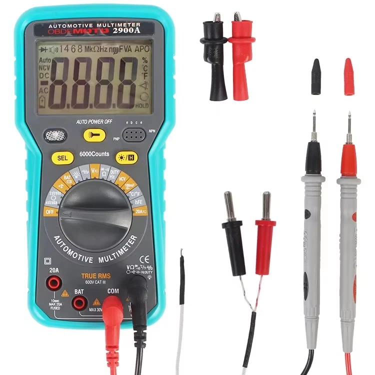 2900A Digital Multimeter 6000 Counts Dwell Angle RPM Meter AC DC Voltage Current Crystal Triode hFE Parameter Automatic Gauge