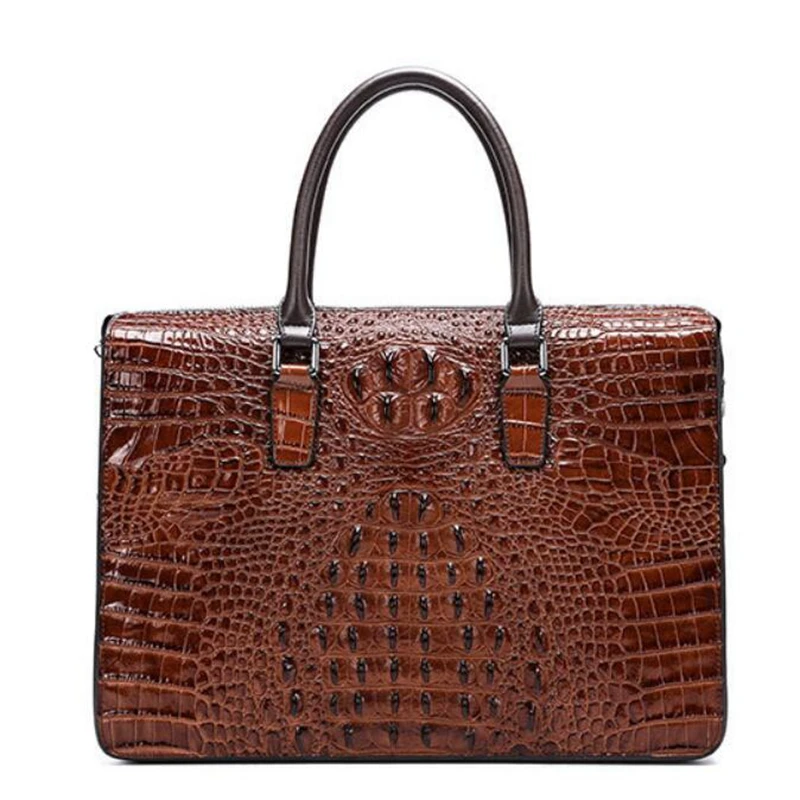 Dreamtop DTG539 luxury crocodile grain leather lawyer handbag cowhide leather vintage style laptop leather briefcase