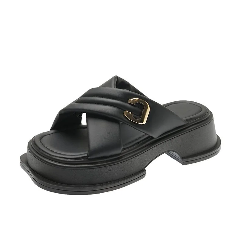 Модные Нескользящие удобные массажные женские тапочки на толстой подошве пляжные с перекрестным поясом дизайнерские массивные Тапочки