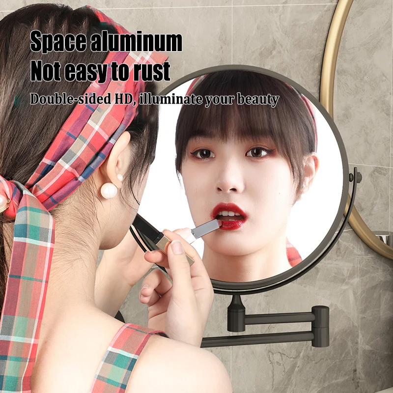 2023 New Wall mounted makeup mirror 360 degree rotate black Bathroom accessories mirror living room furniture mirrors