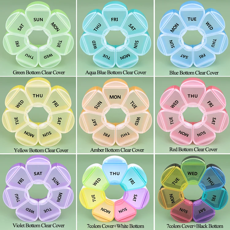 SUNSHING Custom Pill Case Plastic 7 Days Tablet Candy Boxes Portable Tablet Holder Travel Organizer Pill Dispenser Container