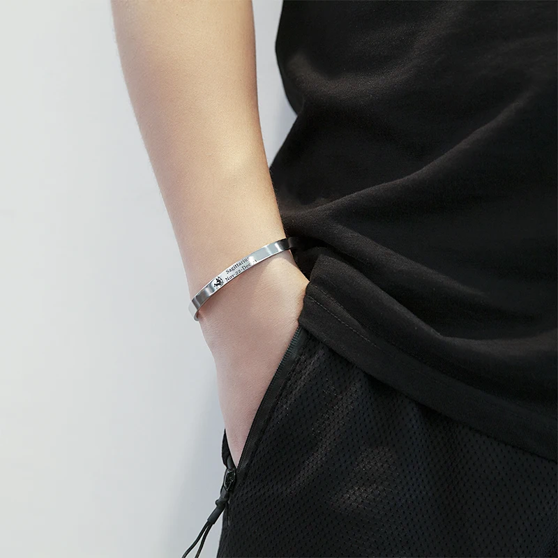 European fashion steel color Zodiac signs Engraved Stainless Steel Bracelet Bangles for Women Men