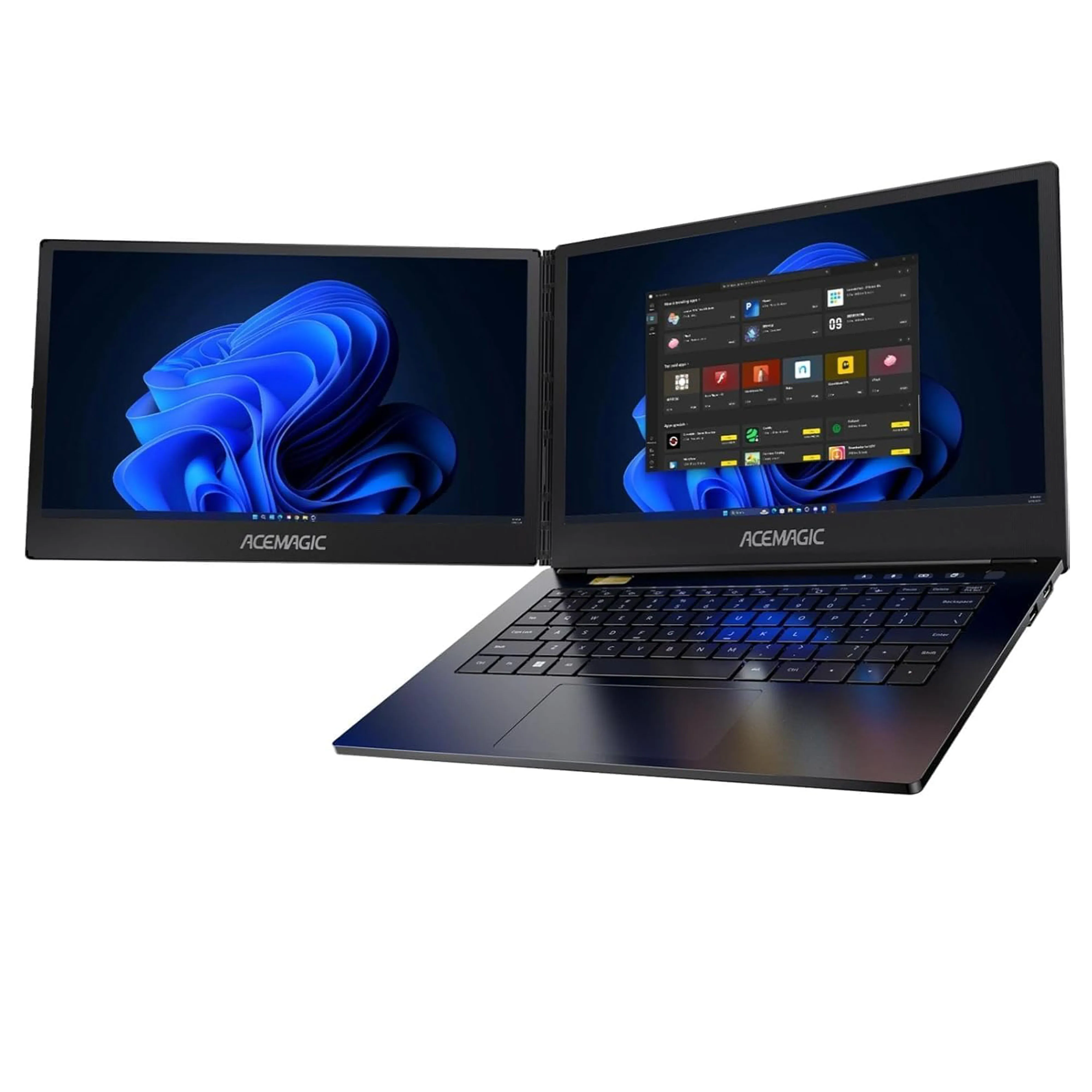 Ноутбук с двумя экранами 14 дюймов Windows 11 бизнес-ноутбук 16 ГБ оперативной памяти 1 ТБ SSD WIFI-6 металлический корпус веб-камера Type-C USB3.0 HDMI