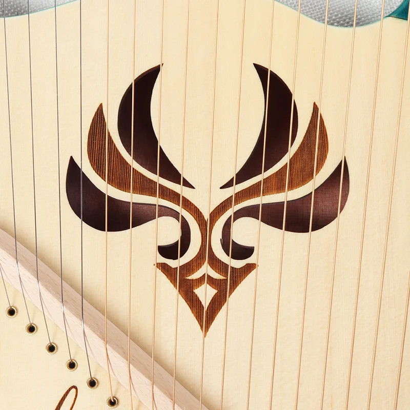 24 Strings Lyre Harp Beech Saddle Mini Harp Piano Metal Strings Instrument Wood Body With Tuning Wrench