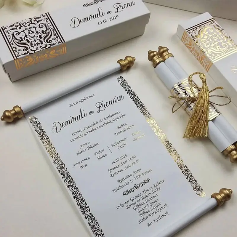 Индивидуальная бумажная свадебная открытка с коробкой и кисточкой