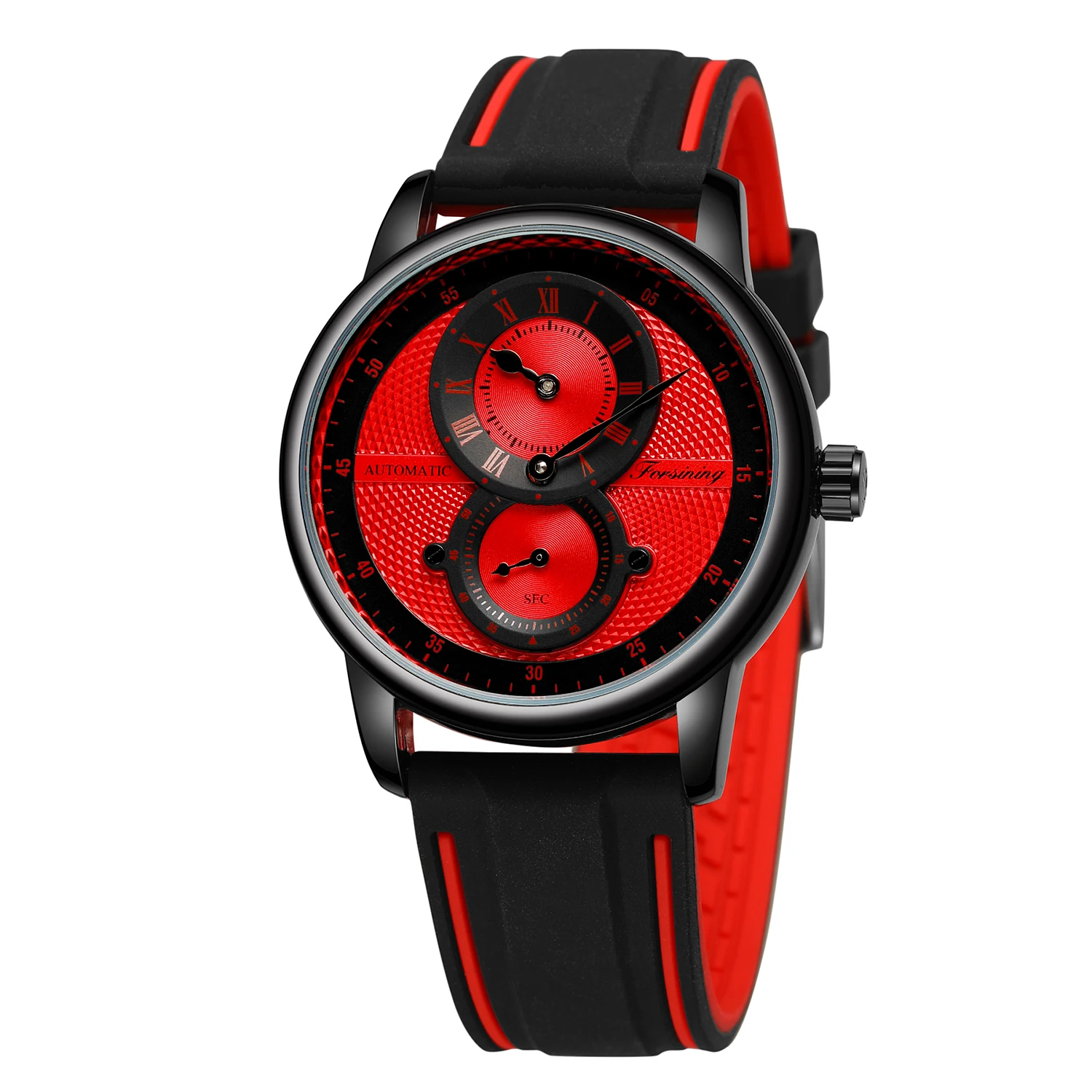 FORSINING 8203 new style Chinese mens mechanical watch hot sale Silicone band water proof best character business wrist watch