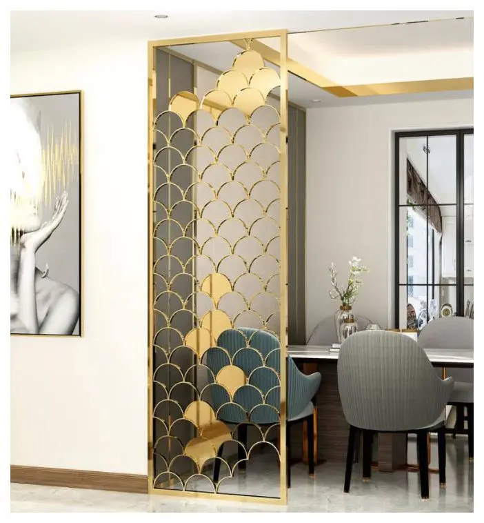 Modern Customized Carbon 5mm Cnc Laser Wall Panel Decoration Steel Mirror Bronze Office Partition Door With Project Solution