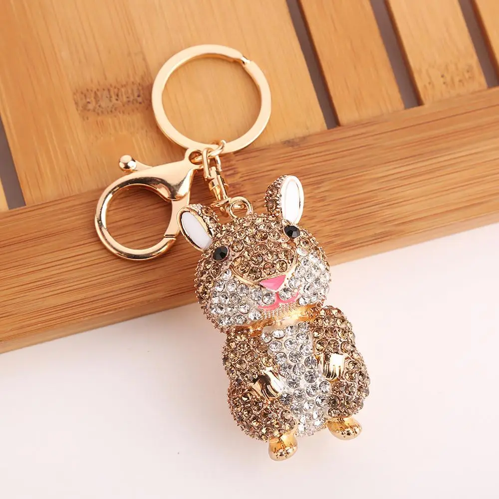 Marmot crystal keychain mouse rat metal keyring  for new year gifts